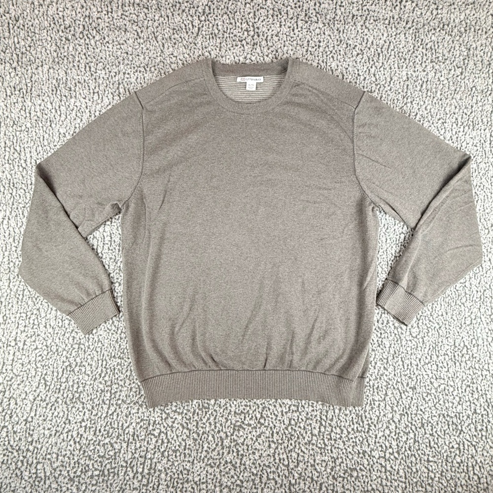 Cutter & Buck Sweater Gray Mixed Stitch Crew Neck Long Sleeve Cotton Size XL/TG
